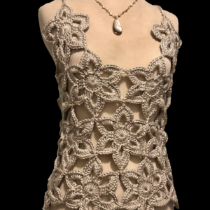 Floral crochet tank, silver