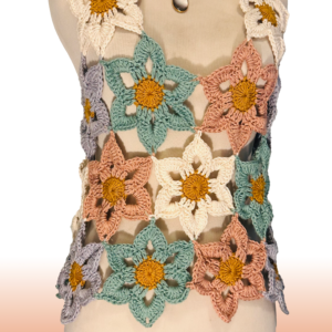 Floral crochet tank, multicolored